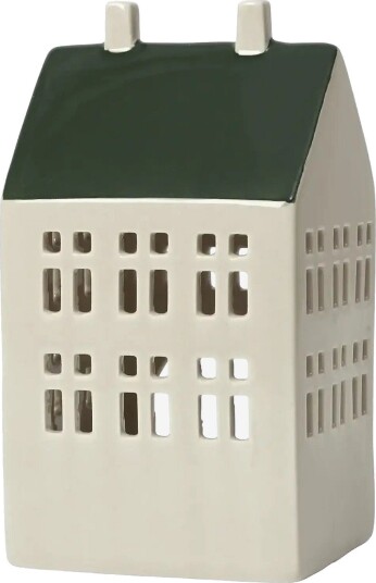 Broste Copenhagen Bo Candle House GRAPE LEAF GREEN/LIGHT BEIGE H15 cm