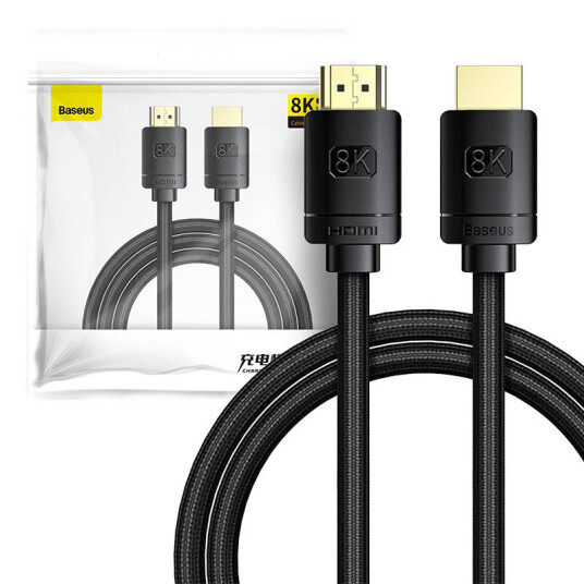 Baseus HDMI 2.1 Kabel 8K 60Hz 3D HDR 48Gbps 2m Svart Baseus HDMI 2.1 Kabel 8K 60Hz 3D HDR 48Gbps 2m Svart