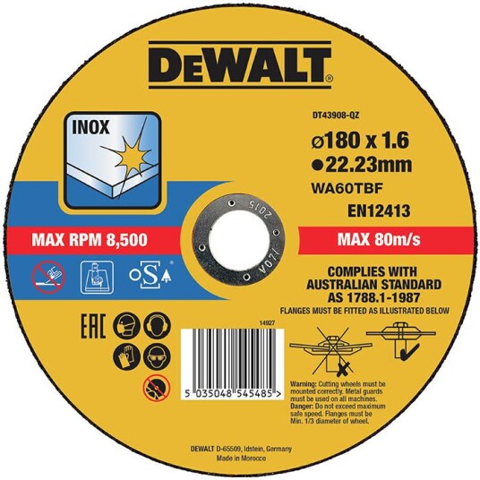 Dewalt 180 x 1,6 mm Kappeskive for Metall - Type 41