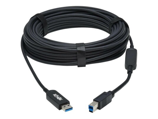 TRIPP LITE USB 3.2 Gen 1 Plenum-Rated Fiber Active Optical Cable (AOC) - A/B M/M, Black, 15 m - USB-kabel - USB-type A til USB Type B - 15 m