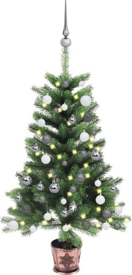 vidaXL Kunstig juletre med LED og kulesett 90 cm grønn