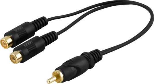 Deltaco RCA Y-adapter 2xRCA Hunn til Hankjønn 10 cm