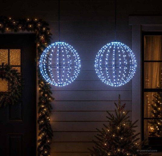 vidaXL Julefiniallys 2 stk. 192 LED-lys Blå Diameter 30 x 32 cm