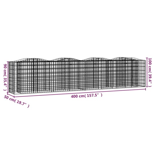 vidaXL Buet gabion høybed 400x50x100 cm galvanisert jern