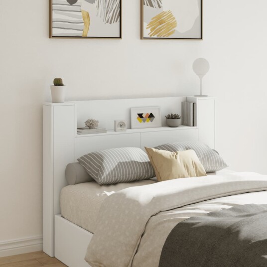 Hodegavl skap med LED hvit 140x16,5x103,5 cm 8721012465602