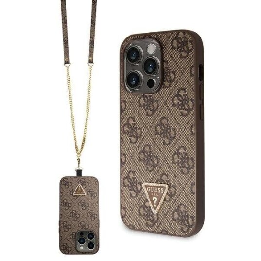 Guess Mobildeksel til iPhone 14 Pro 6,1" Brun Crossbody med Metall-Logo