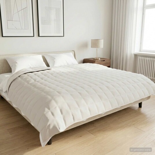 vidaXL Vektet Teppe Hvit 200 x 220 cm 9 kg 100% Bomull 205T