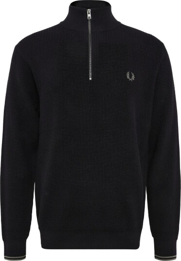 Fred Perry Waffle Stitch Half Zip Jmpr Black S