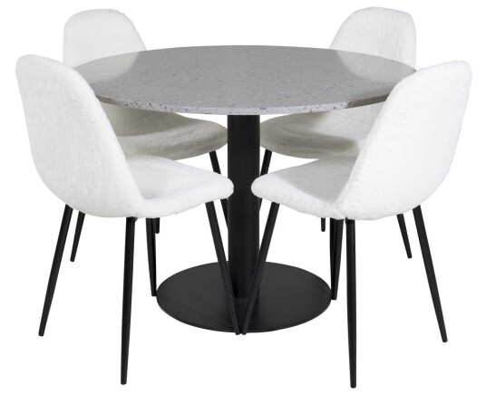 Venture Design Razzia & Polar spisegruppe Grå/hvit 4 st stoler & bord 106 cm