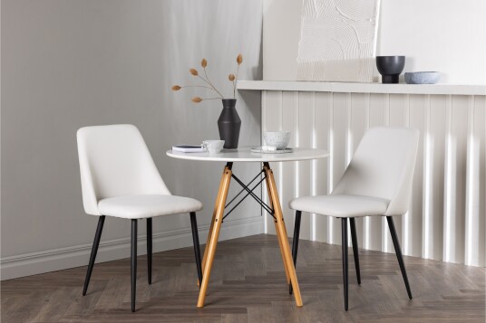 Venture Home Danburi Spisegruppe 60 cm Rund med 2 Night Stoler Hvid