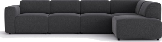 Torvasen 5 seters sofa med divan høyre i stoff Svart
