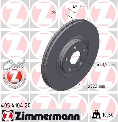Bremseskive ZIMMERMANN 405.4104.20