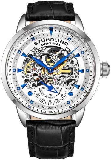 Stührling Original Herreklokke 3133.1 Legacy Sølvfarget/Lær Ø44 mm