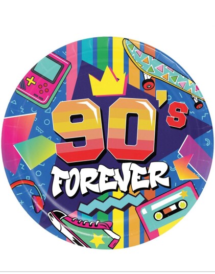 Fiestas Guirca 6 stk 90s Forever Papptallerkener 23 cm 31136