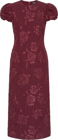 ROTATE Jacquard Midi Puffy Dress Kjole Burgunder 36