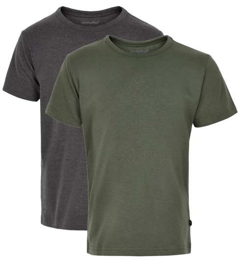 Minymo T skjorte 2 pack Koksgrå/Army 1 år 80 T skjorte Grønn