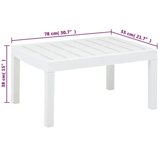 vidaXL Hagebord hvit 78x55x38 cm plast vidaXL Hagebord hvit 78x55x38 cm plast