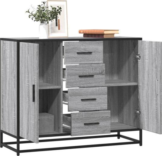  Skjenk grå sonoma eik 92x35x76 cm konstruert tre 8721102923340