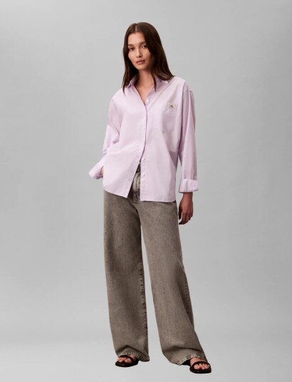Calvin Klein Jeans Cotton Poplin Relaxed Shirt Wove Purple M