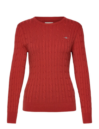 GANT Stretch Cotton Cable C-Neck - Red - XS GANT Stretch Cotton Cable C-Neck - Red - XS