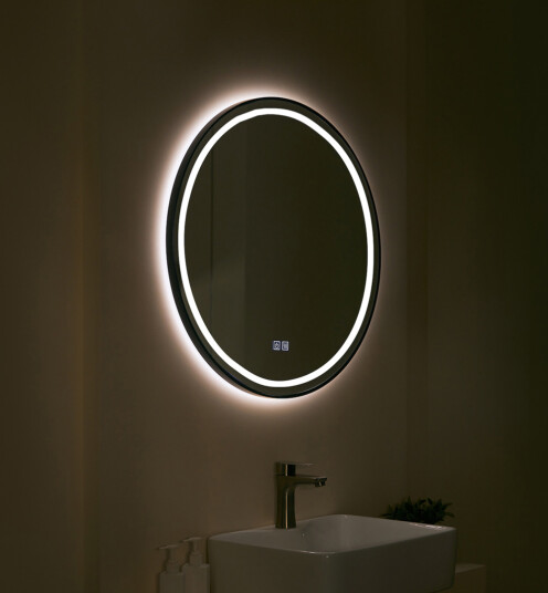 TREND MOON LYSSPEIL SORT Ø80 CM