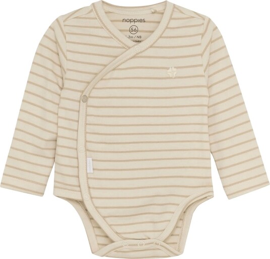 Noppies Unisex Romper Navi Long Sleeve - N333 STRIPE PATTERN OFF WHITE - 44