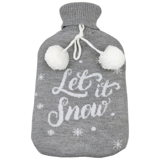 Varmtvannsflaske Kvast Vintermotiv 2 ltr. LET IT SNOW Varmtvannsflaske Kvast Vintermotiv 2 ltr. LET IT SNOW