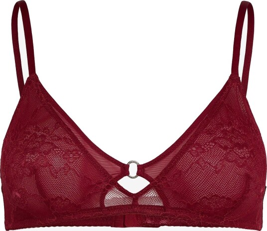 Understatement Underwear Lace Mesh Double Triangle Bralette RUMBA RED XXL