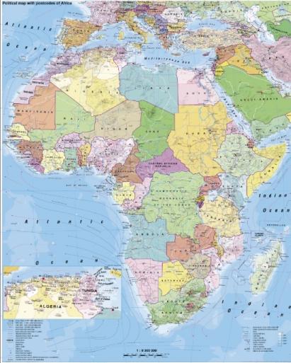 Afrika veggkart 119x97cm Afrika veggkart 119x97cm