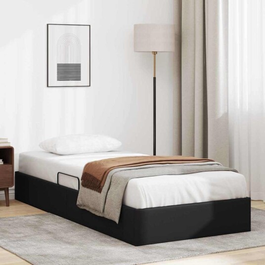vidaXL Seng med Oppbevaring med lagring Svart 100 x 190 cm Kunstlær