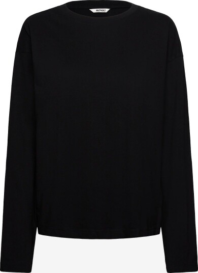 Monki Long Sleeved Cotton T Shirt BLACK DARK XXS
