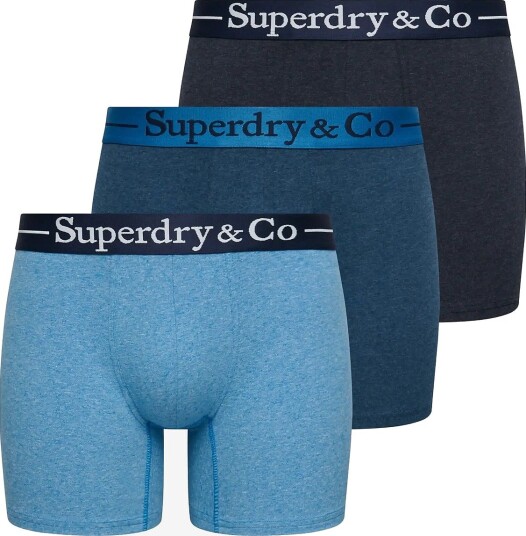 Superdry Sdry & Co Boxer Triple Pack   NAVY MARL/INDIGO MARL/BLUEGRIT   M