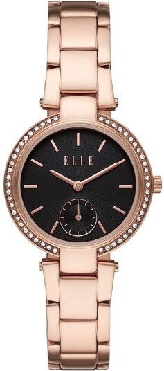 Elle Dameklokke ELL25020 Montmartre Sort/Rose gulltonet stål Ø32 mm
