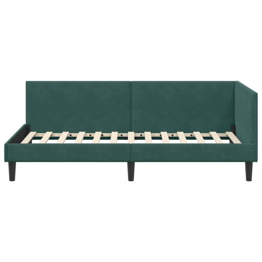Hjørnesengramme Mørkegrønn 90 x 190 cm Fløyel og konstruert tre Hjørnesengramme Mørkegrønn 90 x 190 cm Fløyel og konstruert tre