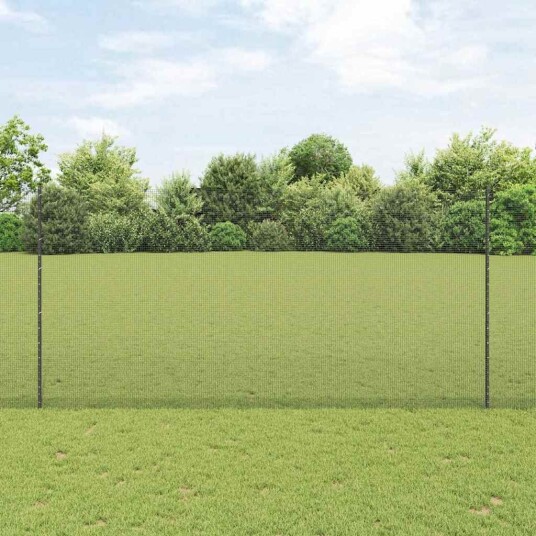 vidaXL Sveiset trådgjerde med stolper 25 x 1,5 m Galvanisert stål Grå