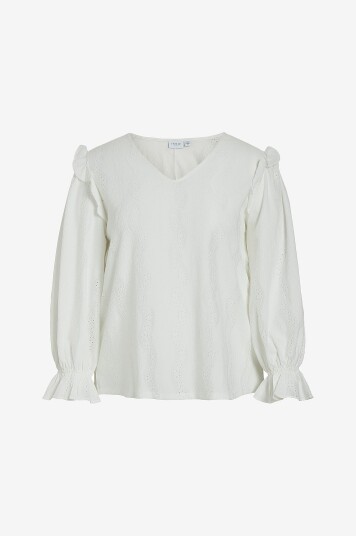 Evoked Vila - Bluse viaThea V-neck L/S Top/cur - Hvit