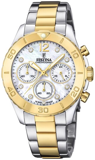Festina Dameklokke F20604 1 Boyfriend Hvit/Gulltonet stål Ø39 mm Festina Dameklokke F20604 1 Boyfriend Hvit/Gulltonet stål Ø39 mm