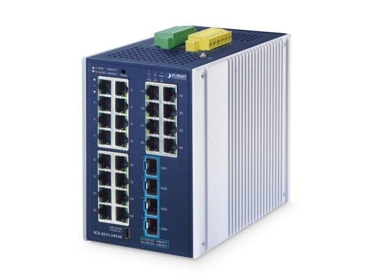 Planet Industrial L2+ 24-Port Managed Switch Igs-4215-24T4x, Håndtert, L2+, Gigabit Ethernet (10/100/1000), Full Tosidig, Kan Monteres På Vegg