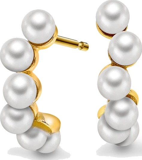 Sandra Lyng X Pan Jewelry Perlefnugg øreringer i 925 forgylt sølv med ferskvannsperler