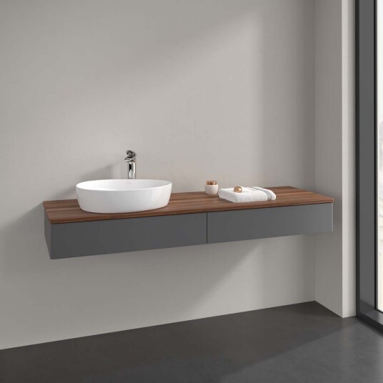 Villeroy & Boch  Antao Servantskap med 2 skuffer 160x50x19 cm m/lys Antrasitt/Valnøtt