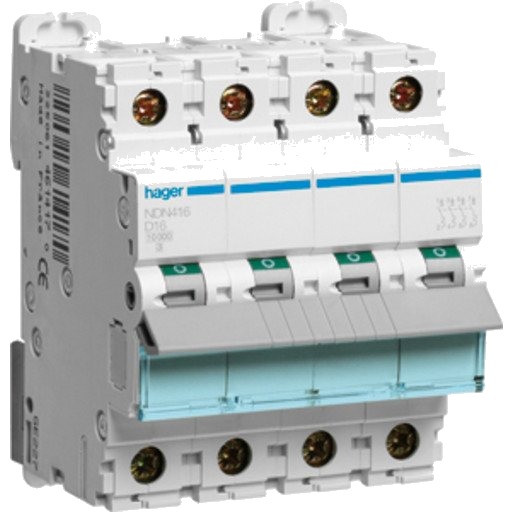 Hager Automatsikring 4P 32A D 10kA NDN432A