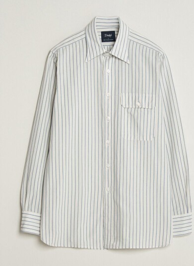 Drake's One Pocket Halo Stripe Shirt White