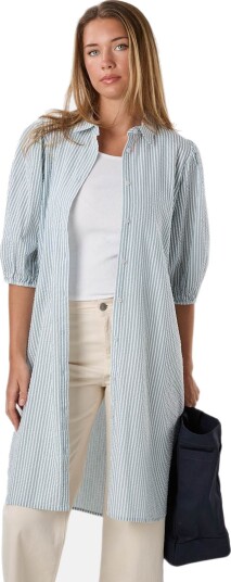 Seaside Marina Seersucker Oversized Shirt W