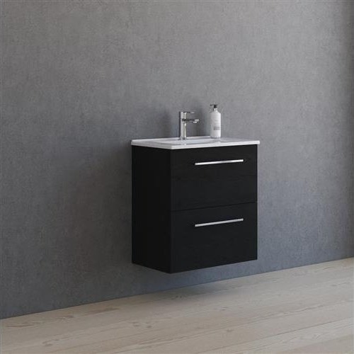 Møbelpakke 61Cm 2 Skuffe M/Vask Sort Eg