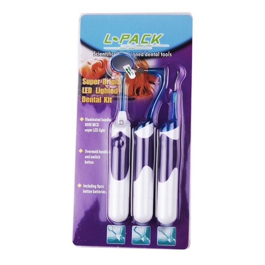 Tannrens - sett med 3 deler med LED-lys L-Pack Tannrens - sett med 3 deler med LED-lys L-Pack