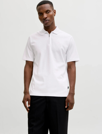 Jack & Jones Jprblaethan Ss Zip Polo Sn White XS Jack & Jones Jprblaethan Ss Zip Polo Sn White XS