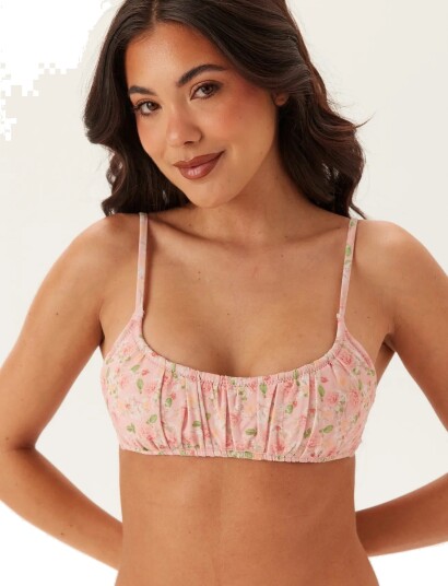 Bubbleroom Ruched Bikini Top Pink S