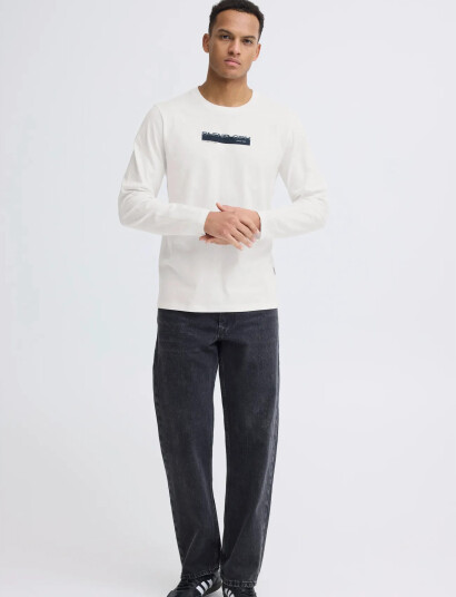Blend Bhkemuel Graphic L/S Tee   White   XL