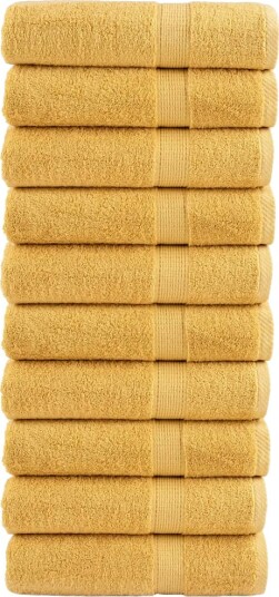 vidaXL Premium dusjhåndklær SOLUND 10 stk gull 70x140 cm 600gsm vidaXL Premium dusjhåndklær SOLUND 10 stk gull 70x140 cm 600gsm