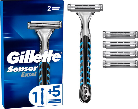 Gillette Sensor EXCEL barberhøvel inkl. 5 pcs. Barberblad Gillette Sensor EXCEL barberhøvel inkl. 5 pcs. Barberblad
